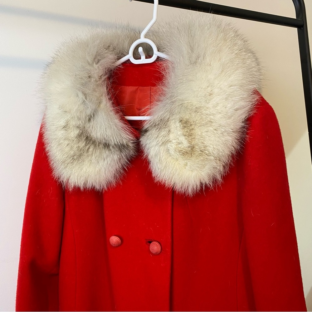 Gorgeous Vintage Fur Trim Red Wool Coat ILGWU